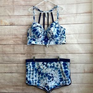 SWIM BY CACIQUE TWO PIECE SWIMSUIT IN BLUE‎